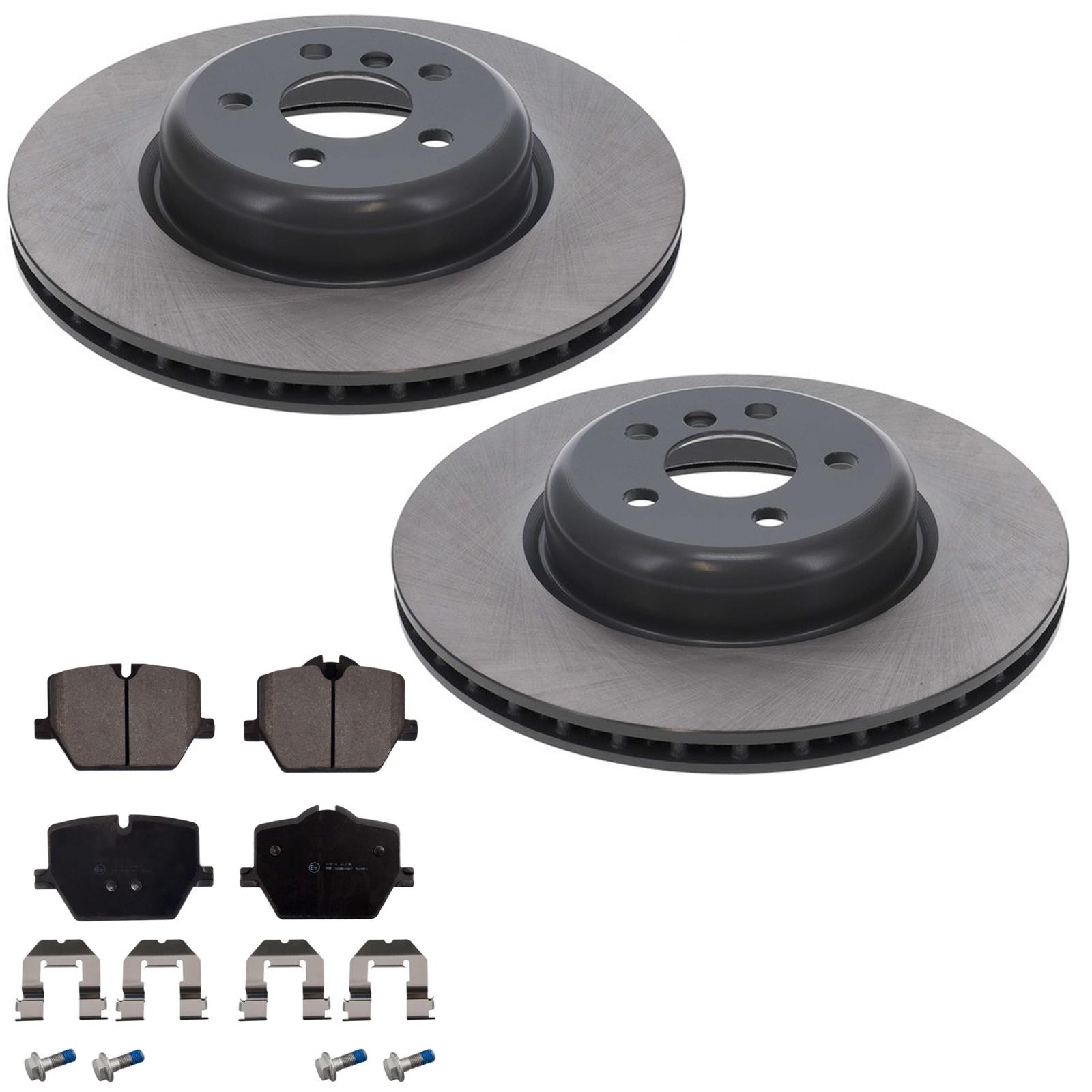 Rear Disc Brake Rotors & Euro R90 Pads for BMW 330i 2019 2022 2026 W/ 345MM