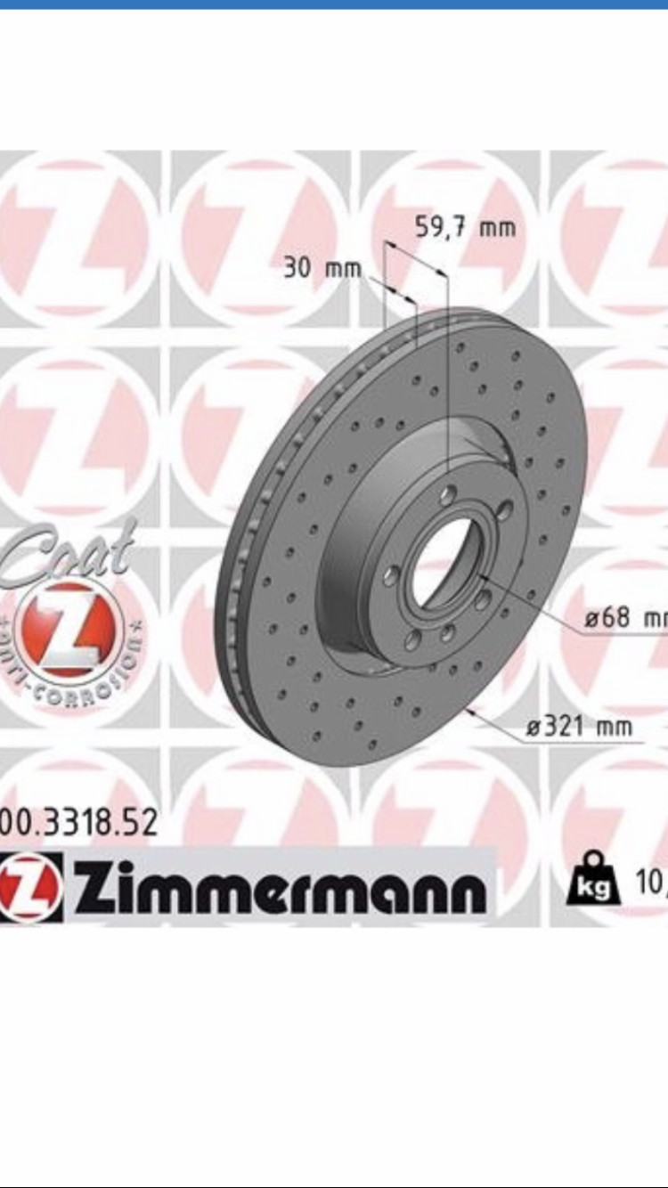 2x ZIMMERMAN Z COATED DRILLED BRAKE DISCS AND PADS TOP QUALITY SET FREE SHIPPING