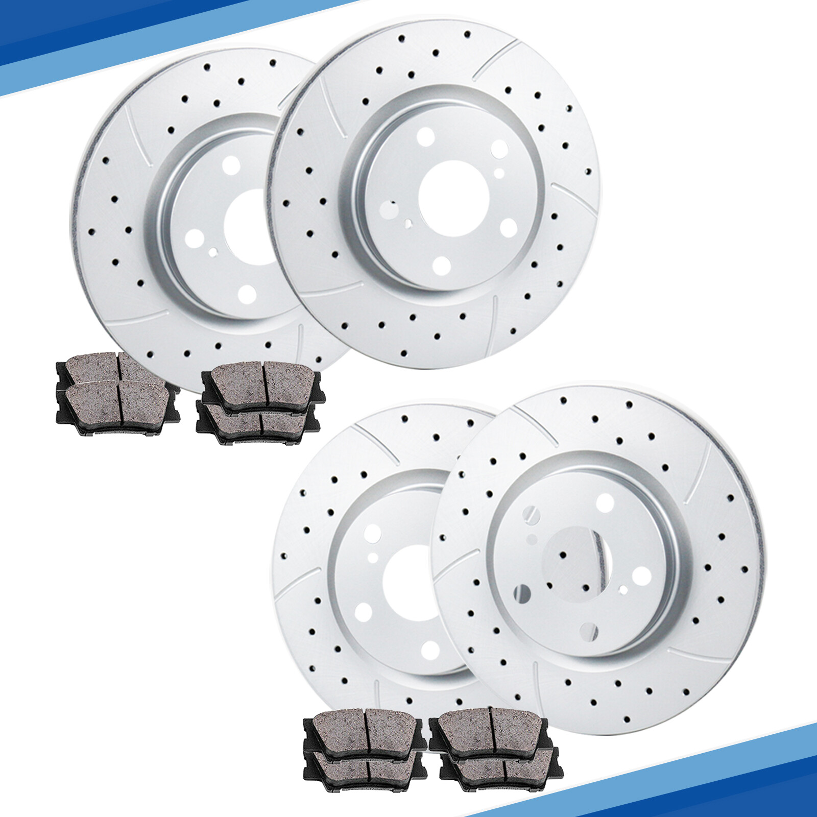 Fit 2007 2008 2009 2010 2011 Toyota Camry Front Rear Brake Rotors Ceramic Pads