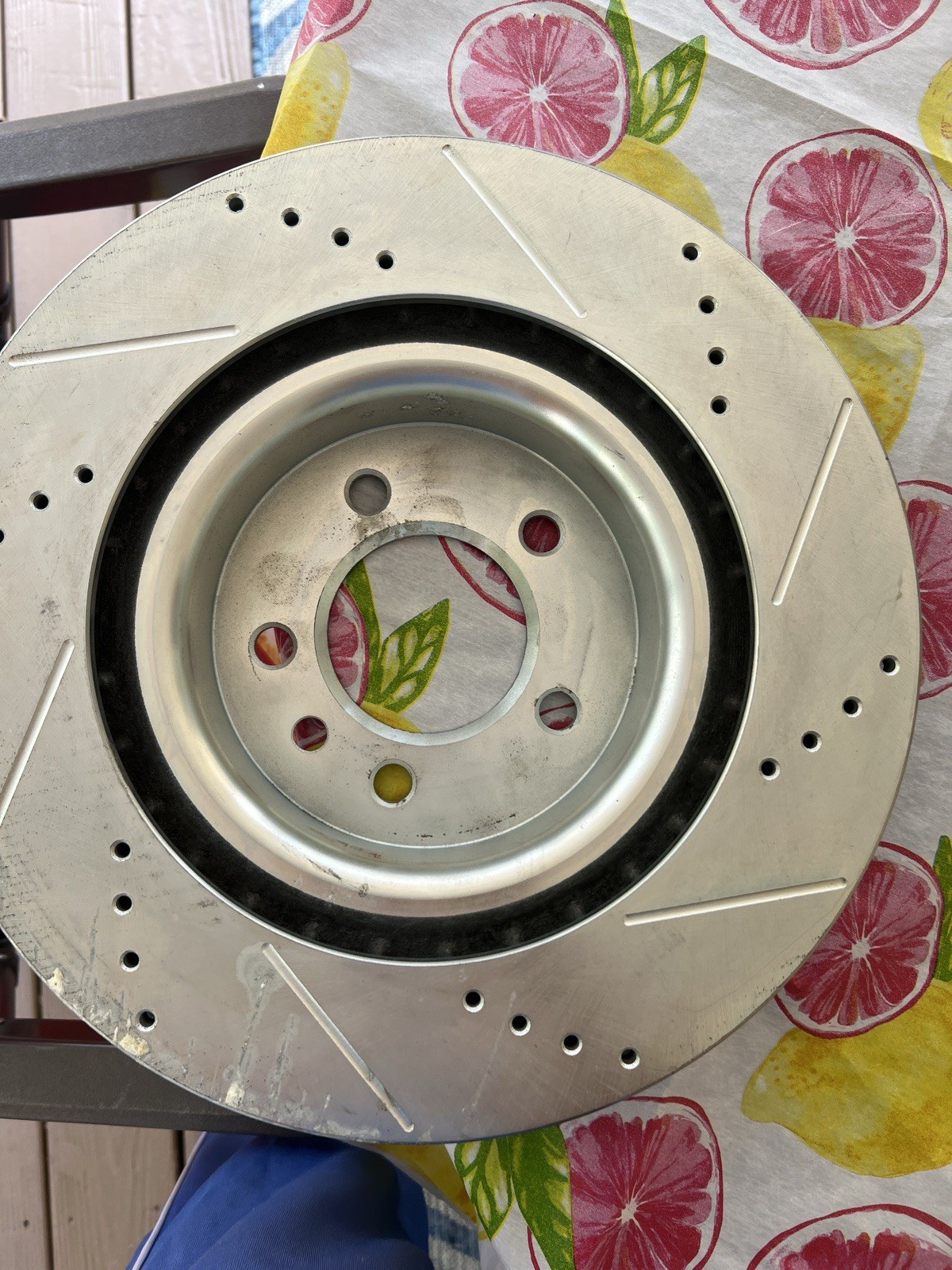 Performance Rear Disc Brake Rotor Set (L/R)- Drilled/Slotted/Zinc Plated Silver