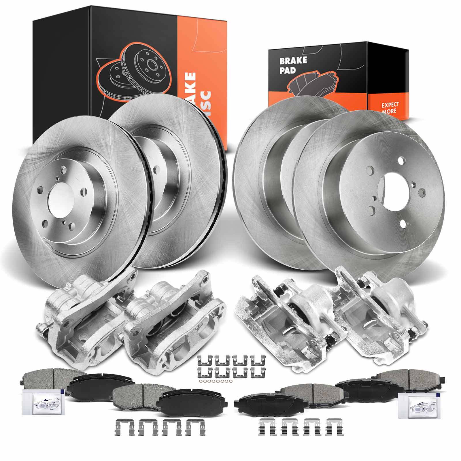 Front & Rear Disc Brake Rotors & Brake Pads+ Brake Calipers for Subaru Legacy