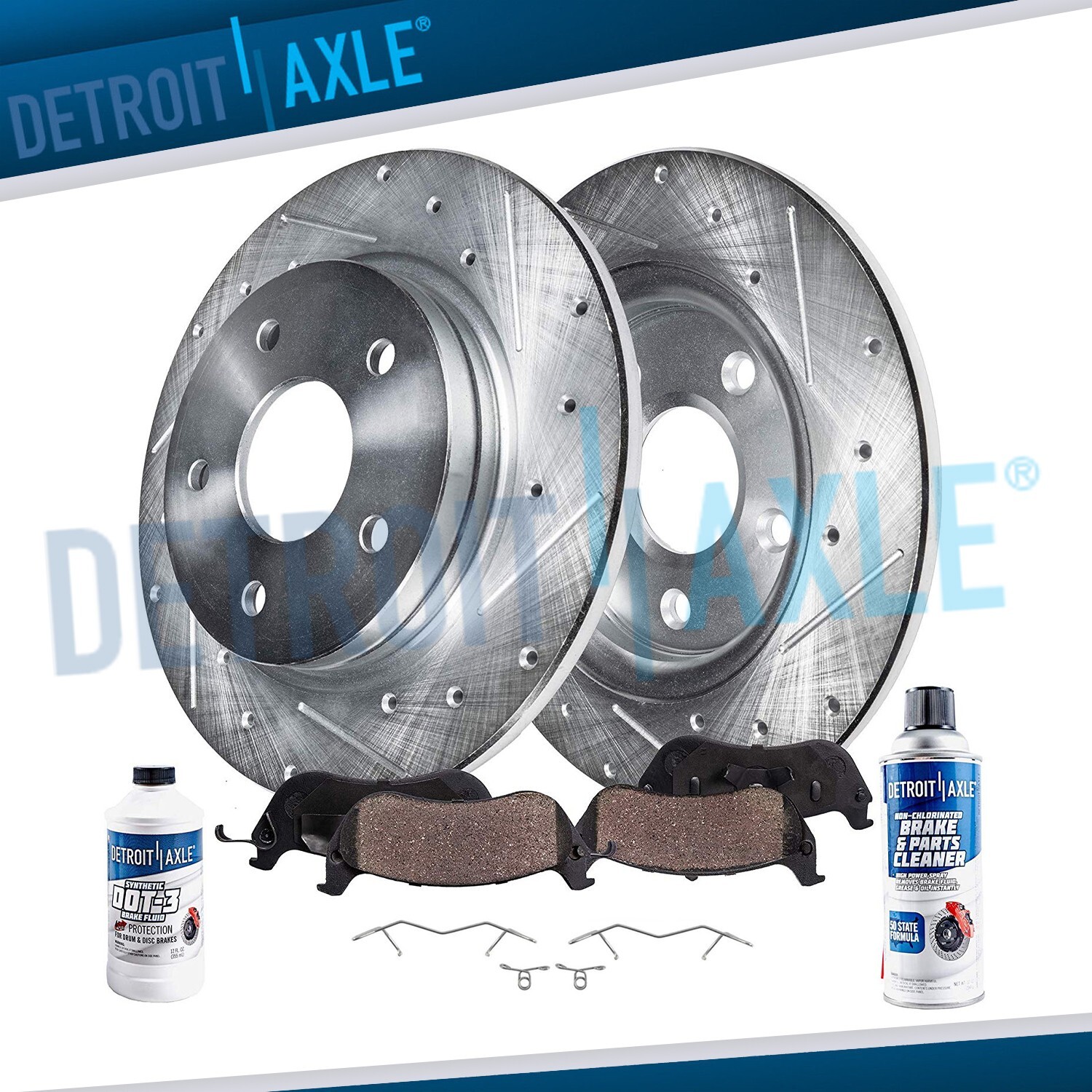 265mm Rear Drilled and Slotted Rotors Ceramic Brake Pads for Mazda 3 Sport CX-30