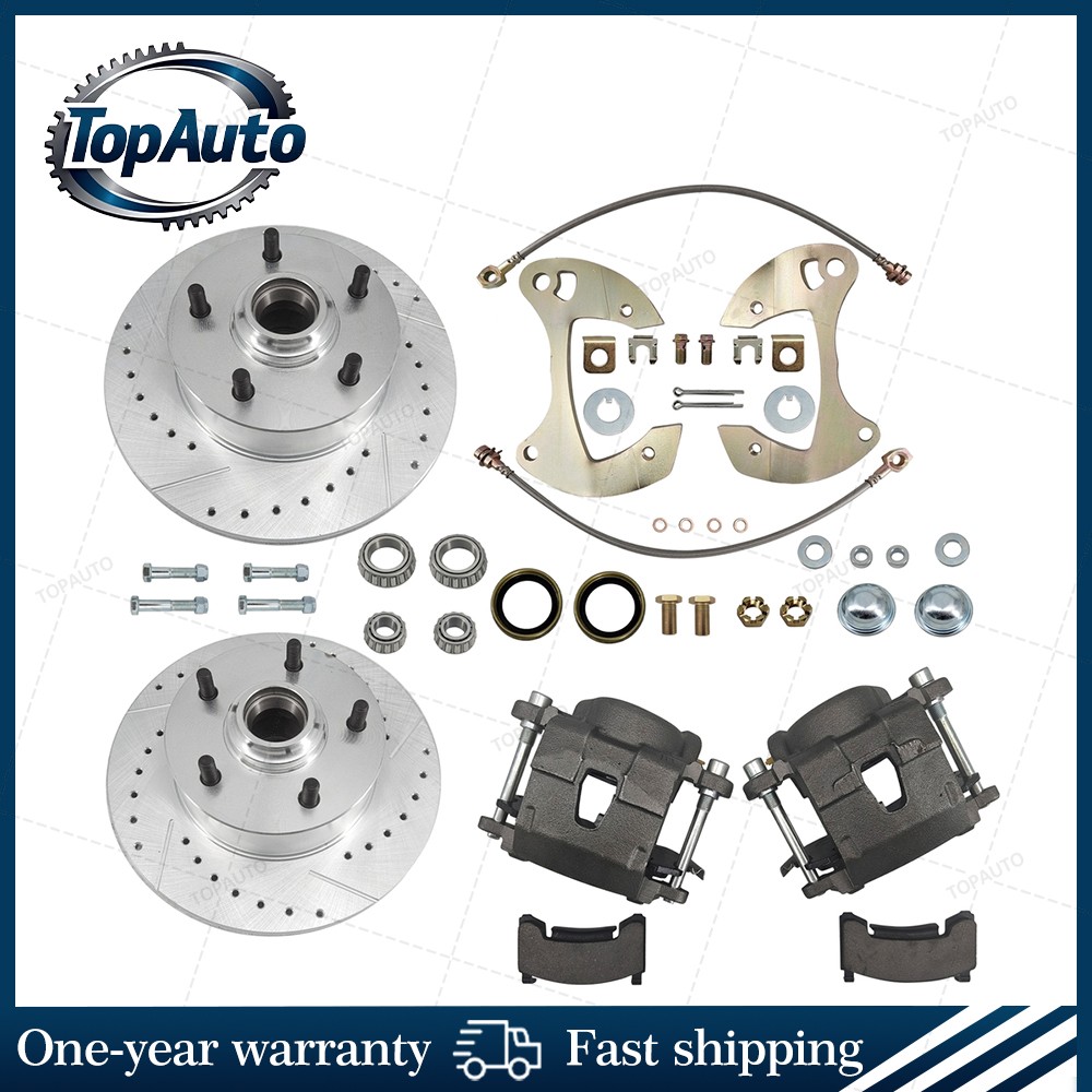 Deluxe Brake Kit, Drilled/Slotted, fits 1955-1957/1959-1964 Chevy Full-size Car