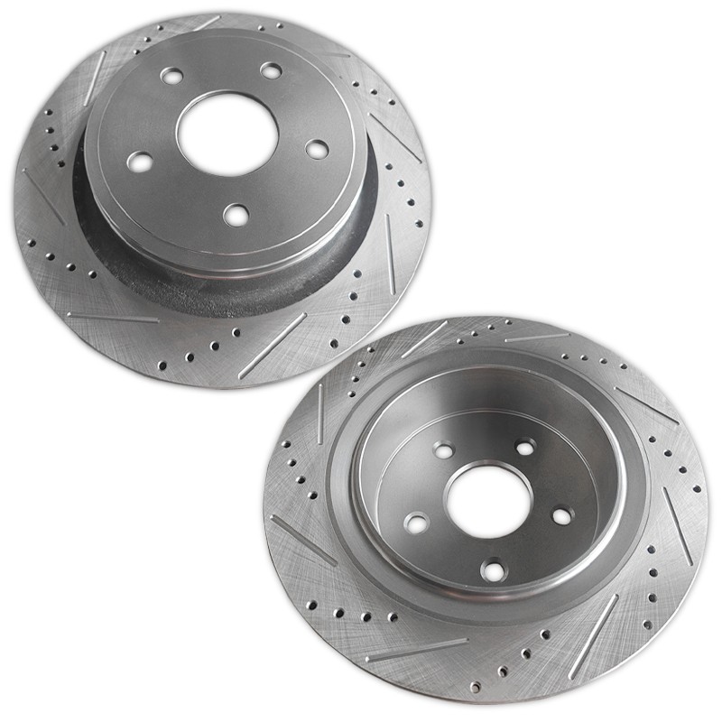 2X Rear Drilled + Slotted Brake Rotors For Chrysler Aspen Dodge Ram 1500 Durango