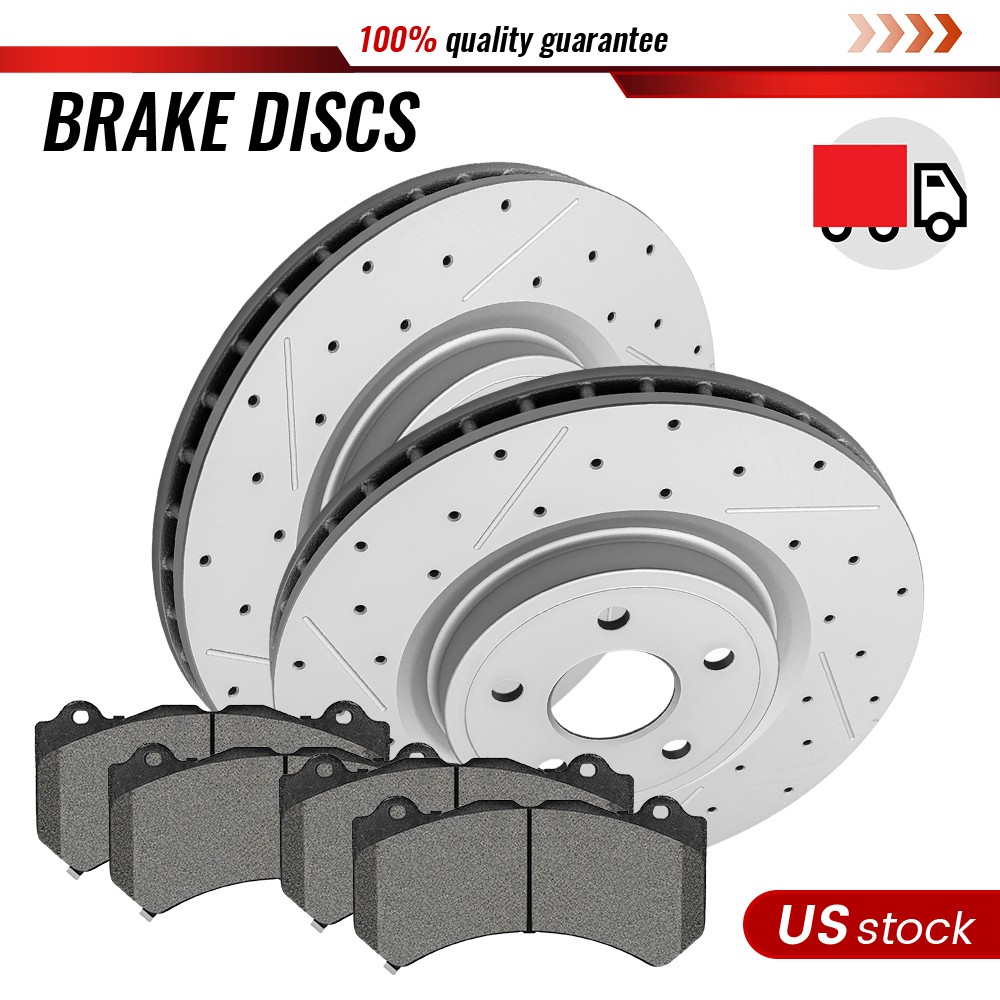 Front Ceramic Brake Pads & Drilled Rotors For Dodge Durango Jeep Grand Cherokee