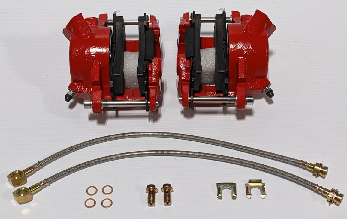 RED 1969 – 1977 Chevy Camaro Disc Brake Calipers Single Piston Conversion Loaded