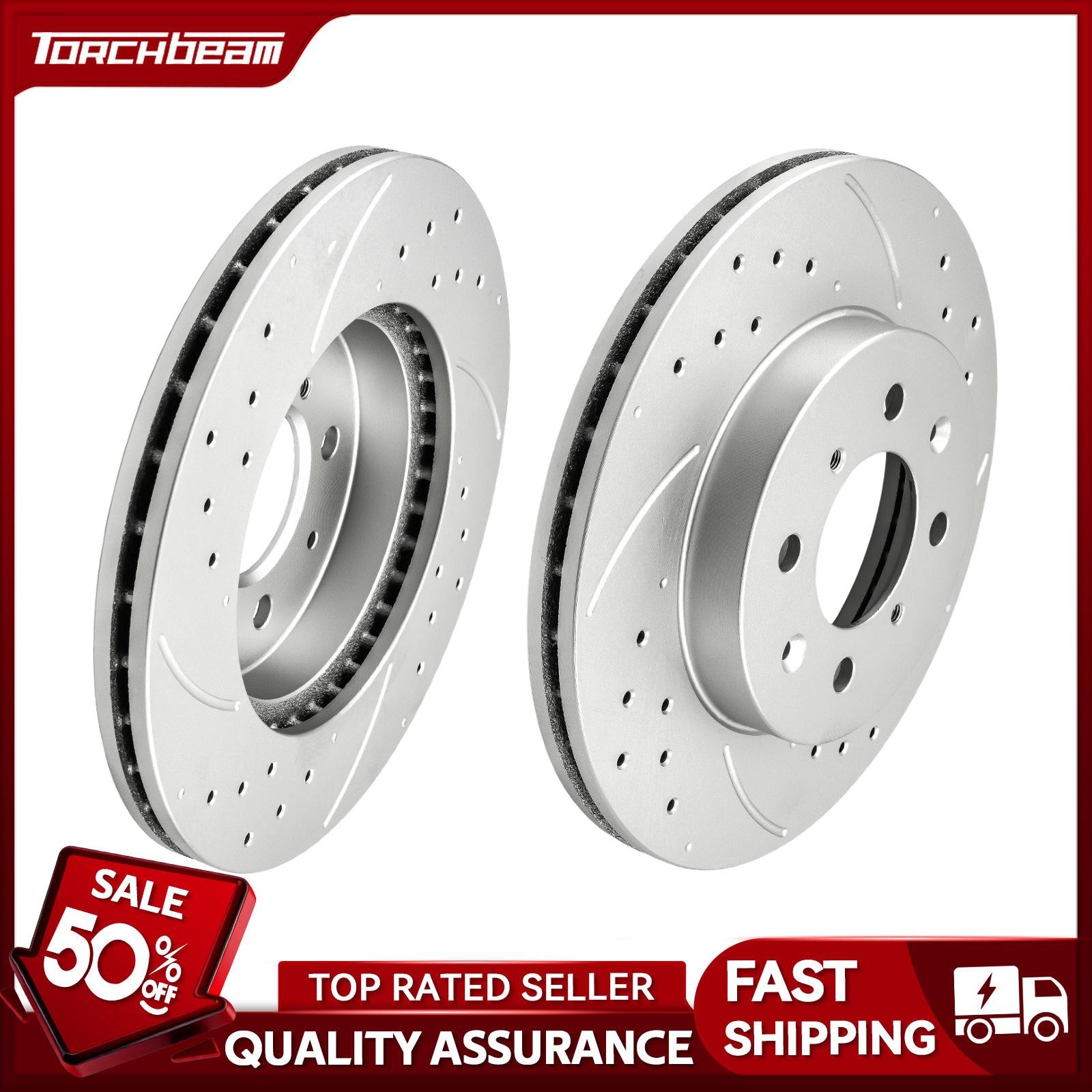 Pair Front Vented Brake Rotors Fits Honda 2001-2003 Civic 2004-2005 Civic 1.7L