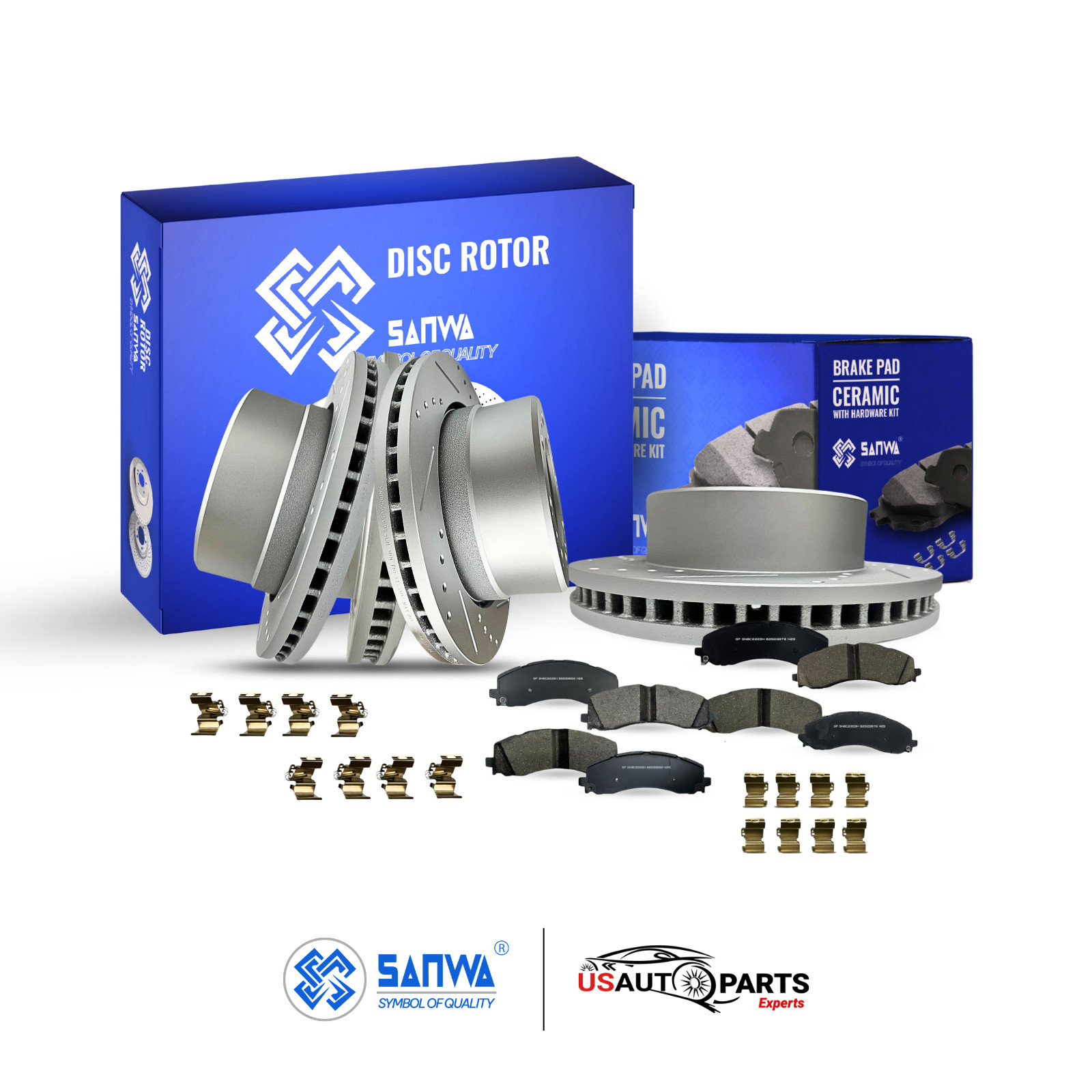 PAIR OF FRONT & REAR BRAKE ROTOR VENTED D&S & PAD KIT FOR RAM 2500 3500 2019-23