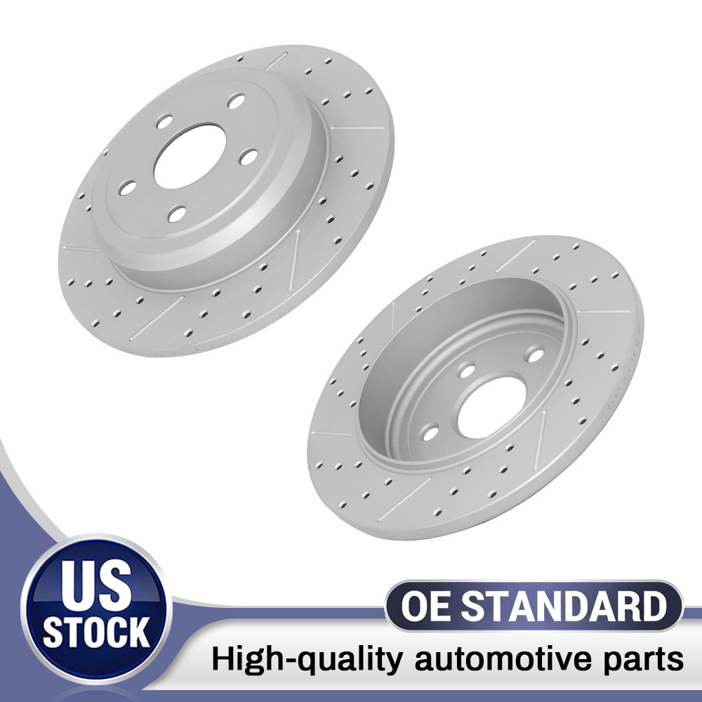 Rear Solid Drilled Brake Rotors for 2011-2020 Jeep Grand Cherokee Dodge Durango