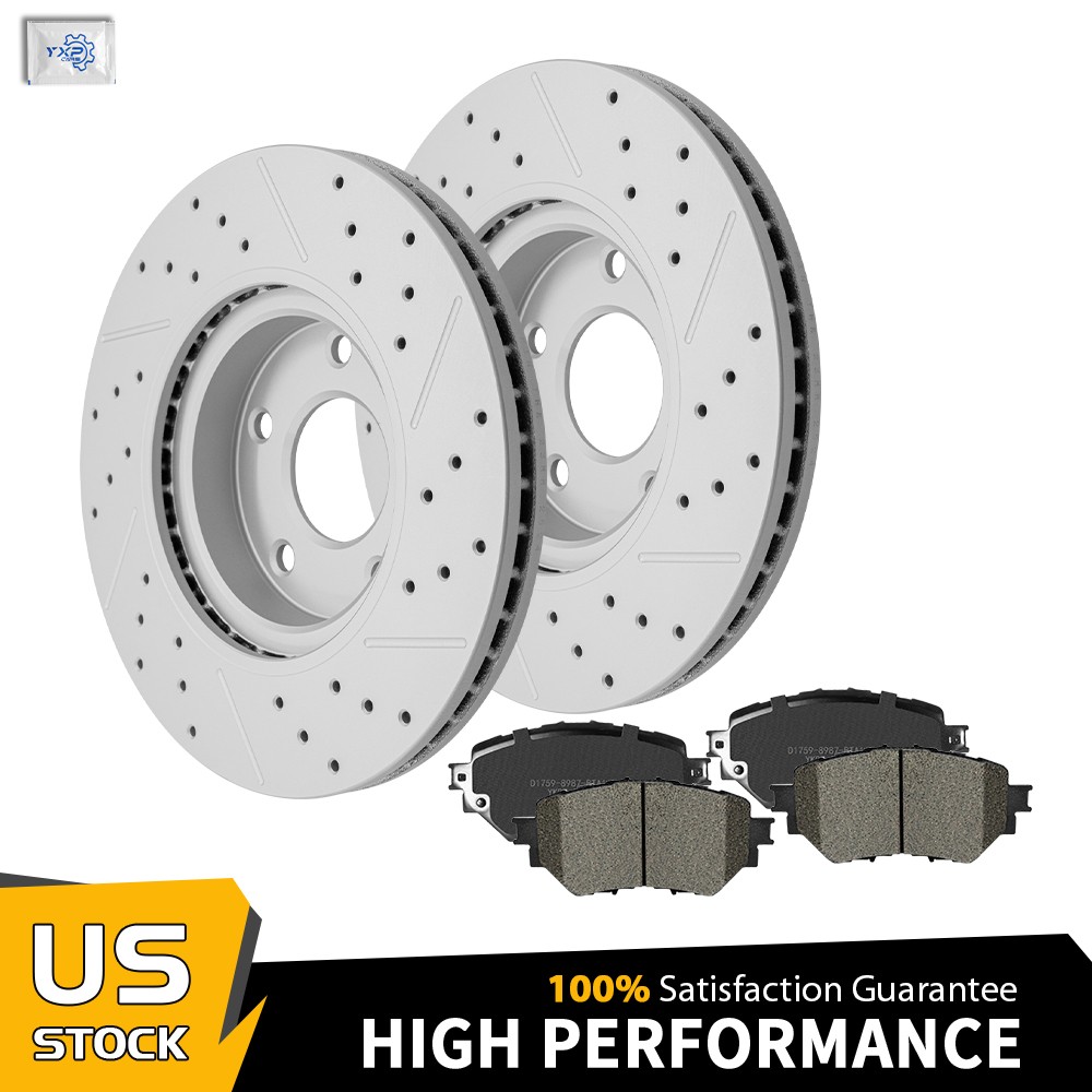295mm Front Drilled Brake Rotors Ceramic Pads For 2014 2015 2016 – 2018 Mazda 3