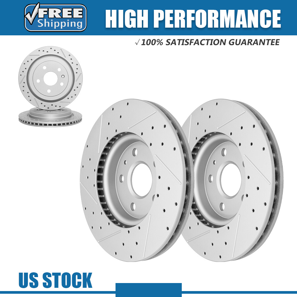 Front & Rear Drilled Slotted Brake Rotors For 2010 – 2015 Chevy Camaro LS LT V6