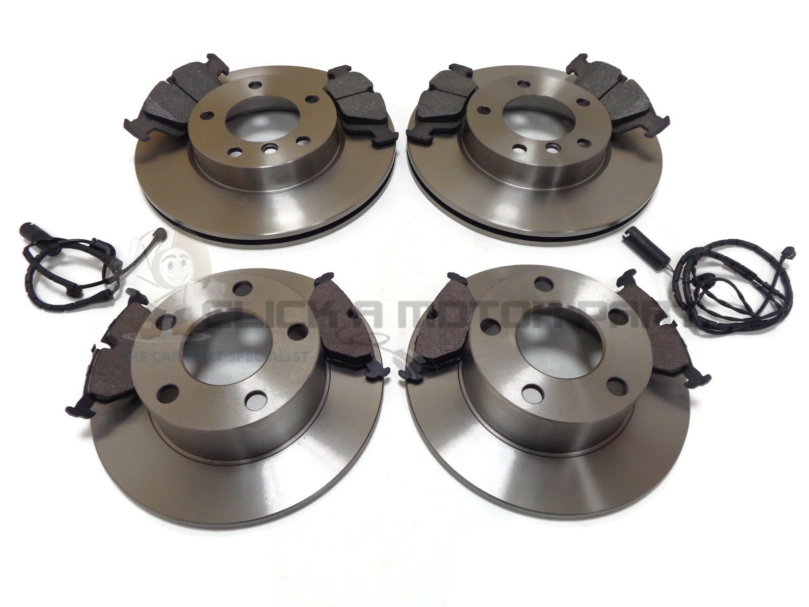 BMW E36 316 318 320 FRONT AND REAR BRAKE DISCS AND PADS + WARNING WIRE SENSORS