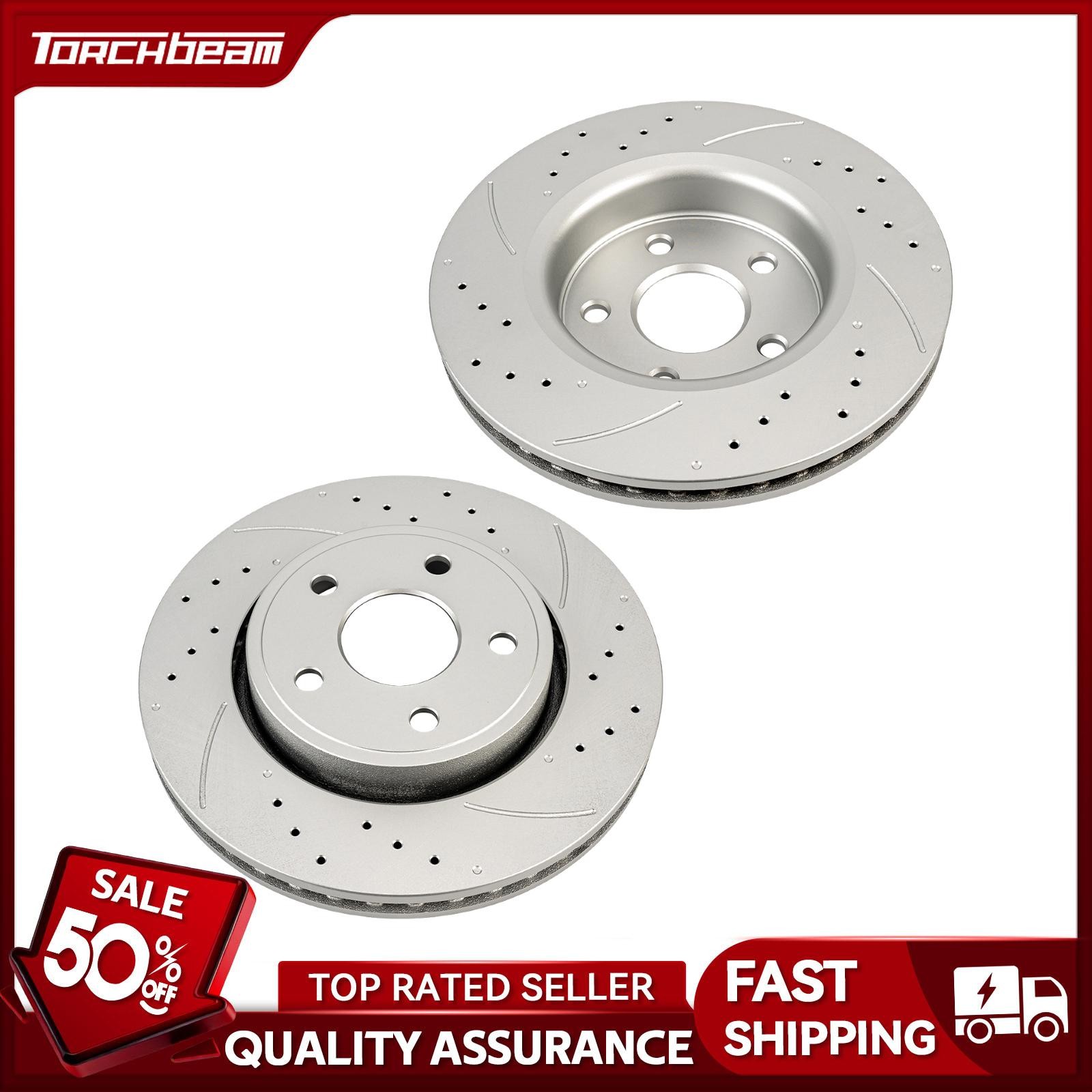 2x Front Geomet Coated Rotors For 2005-2010 Grand Cherokee & 2006-2010 Commander