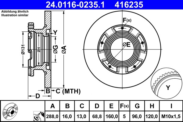 ATE 24.0116-0235.1 Brake Disc for Ford