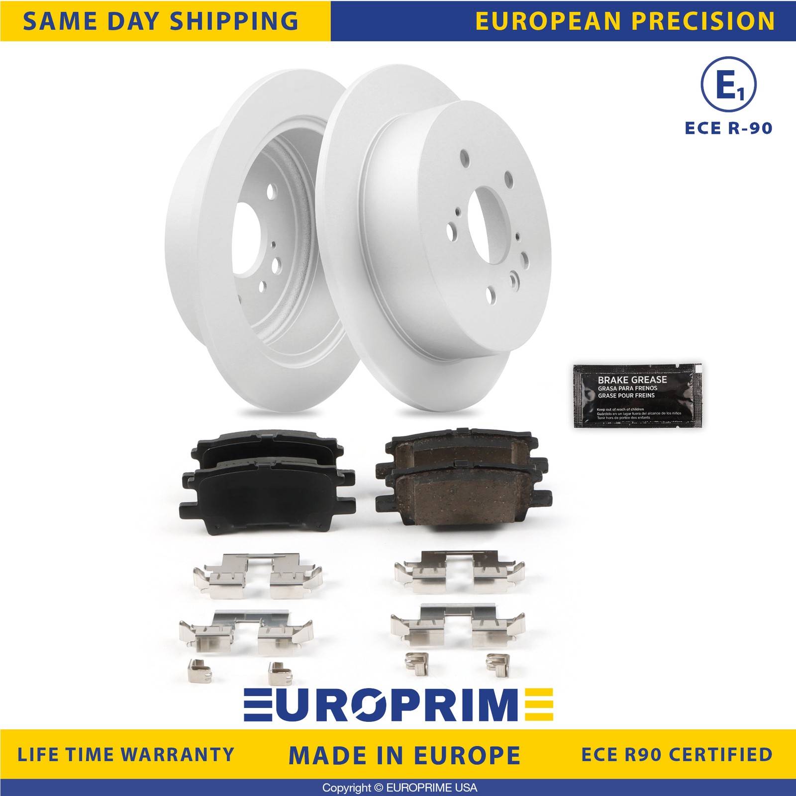 Rear Brake Rotors & Brake Pads for Lexus RX330 04-07 Toyota Highlander Ceramic