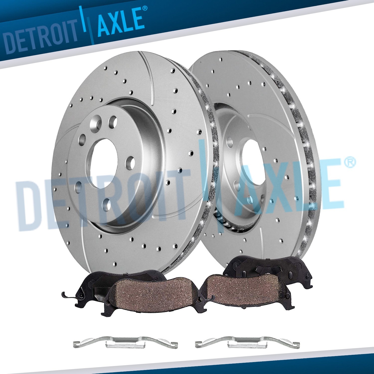 Front Drilled Slotted Brake Rotors and Brake Pads for Volvo S60 S80 V60 V70 XC70