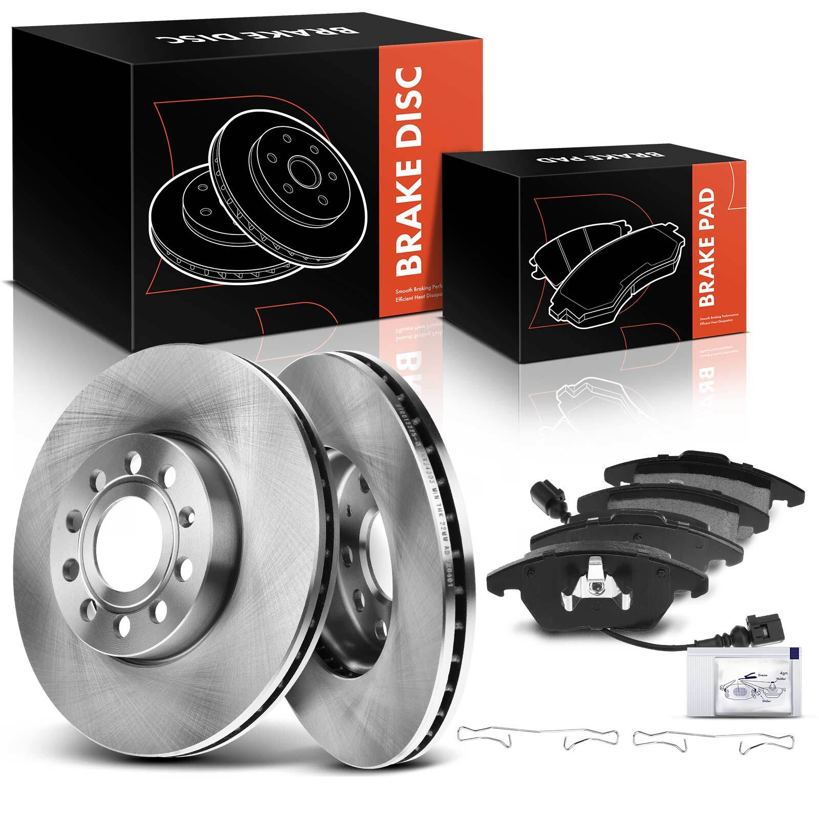Front Disc Brake Rotor & Ceramic Brake Pad for Volkswagen Jetta Rabbit Golf Audi