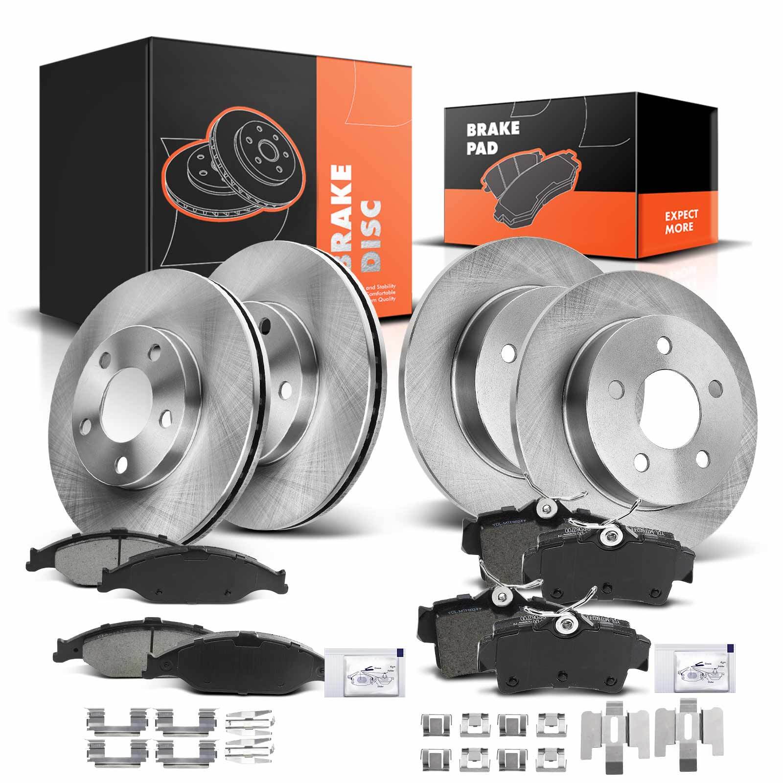 Front and Rear Disc Brake Rotors & Ceramic Brake Pads for Ford Mustang 1999-2004