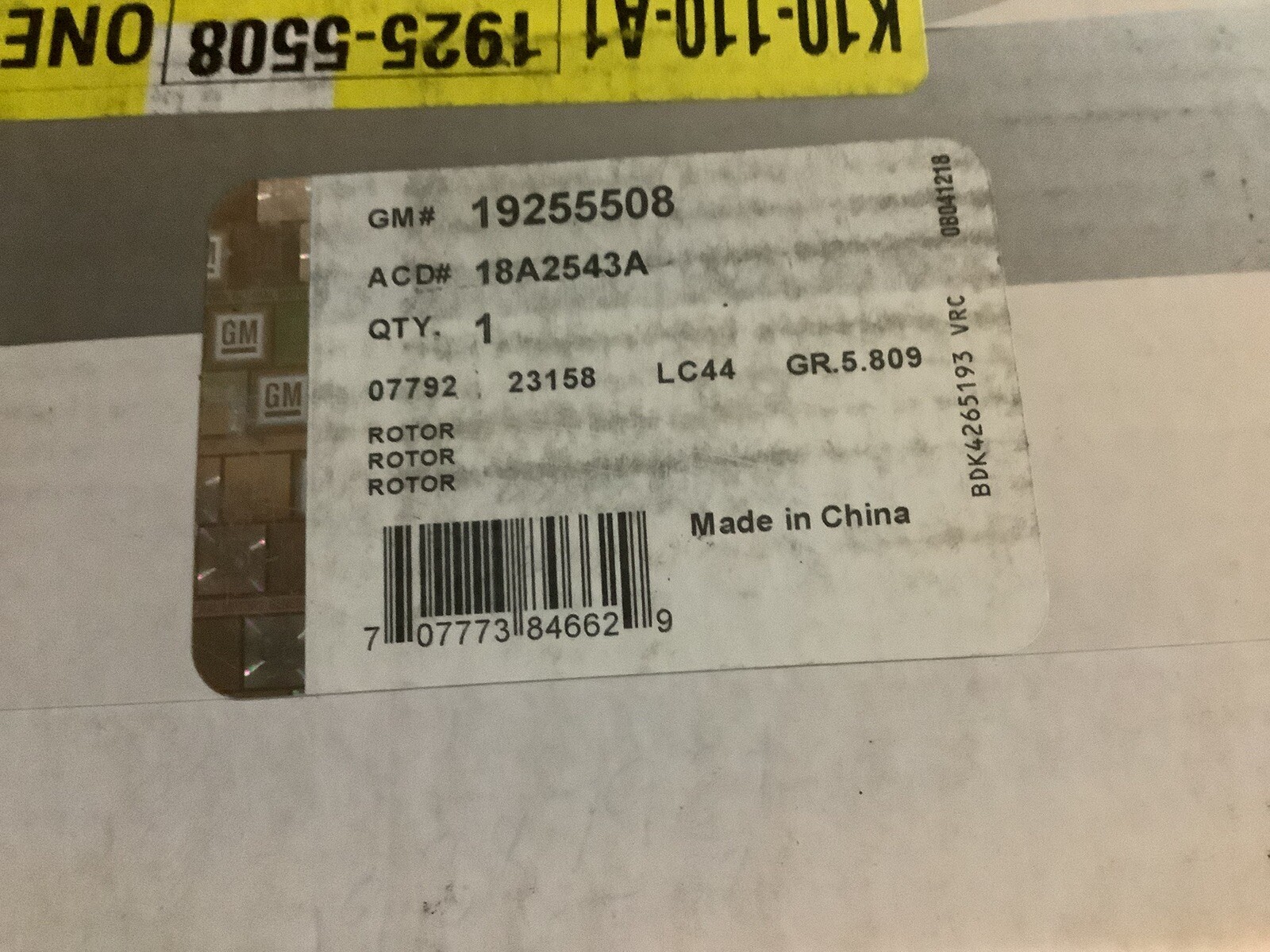 AC Delco Brake Rotor GM 19255508 Rear Disk Rotor ACD 18A2543A NIB