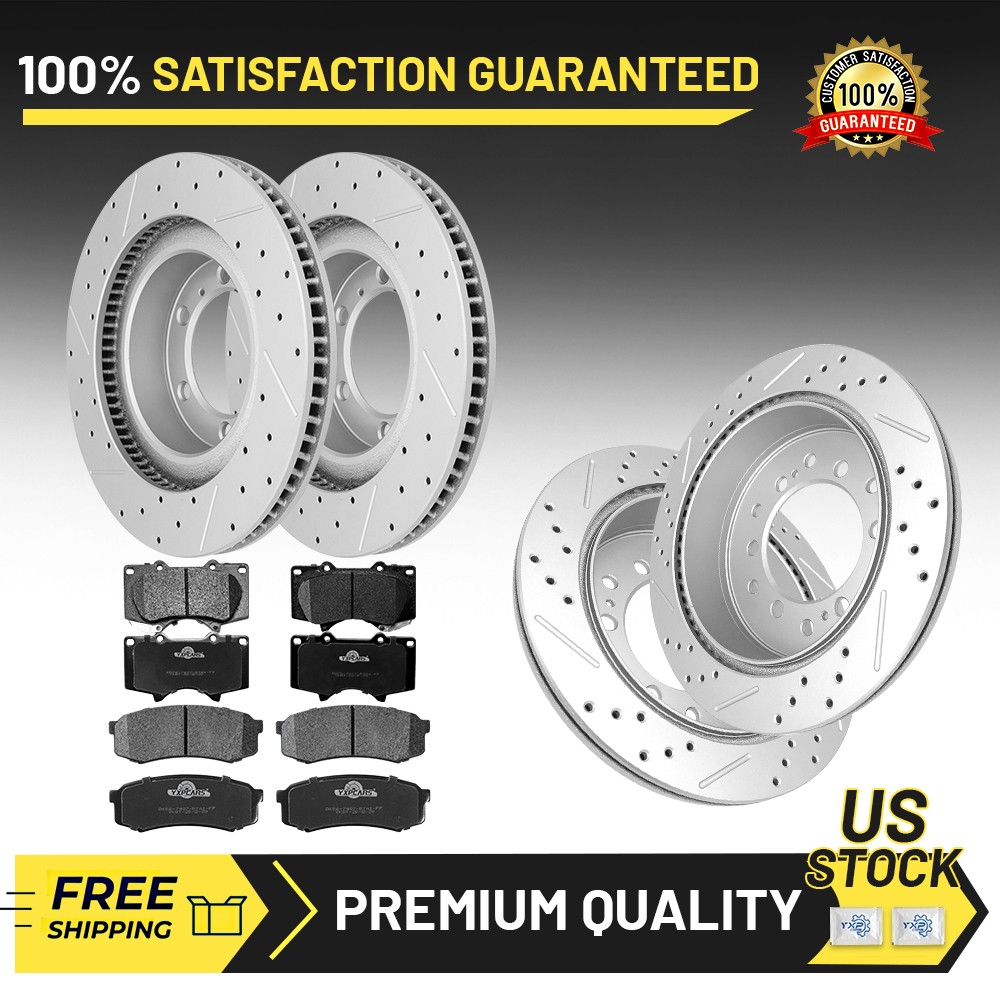 Front Rear Brake Rotors + Ceramic Pads for 2010- 2023 Lexus GX460 Toyota 4Runner