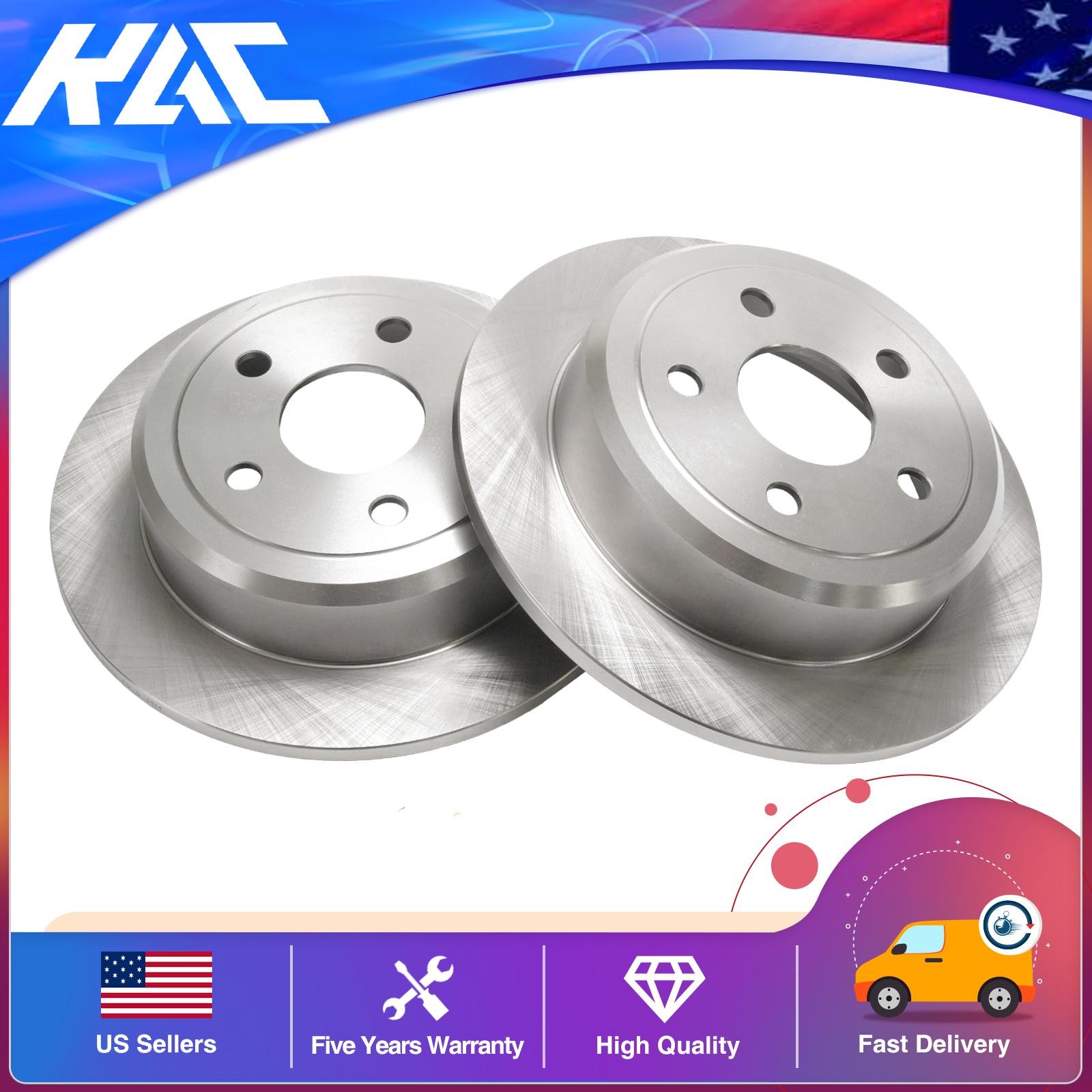 Solid Rear Brake Rotors Fits 2007-2017 Jeep Wrangler 2018 Jeep Wrangler & JK