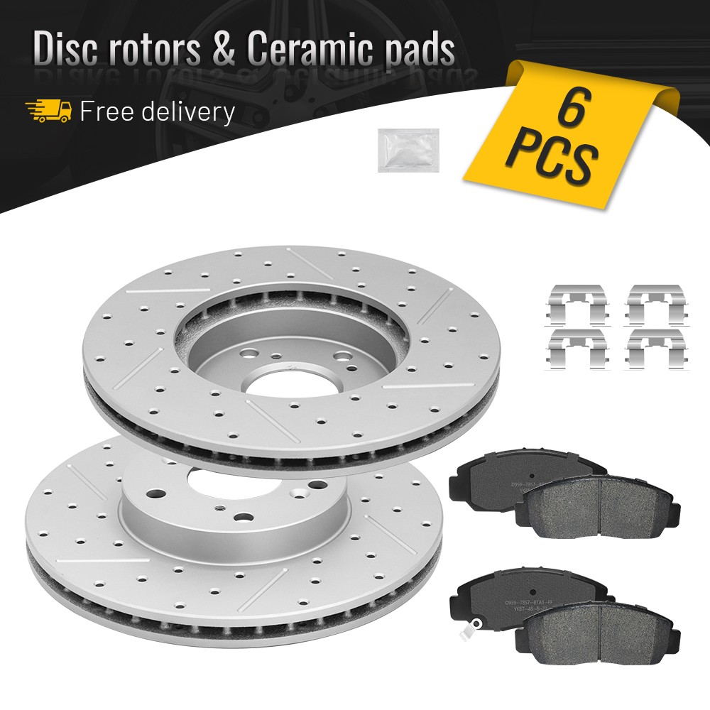 Front Brake Disc Rotors & Ceramic Pads Set for Honda Accord Civic Acura CSX