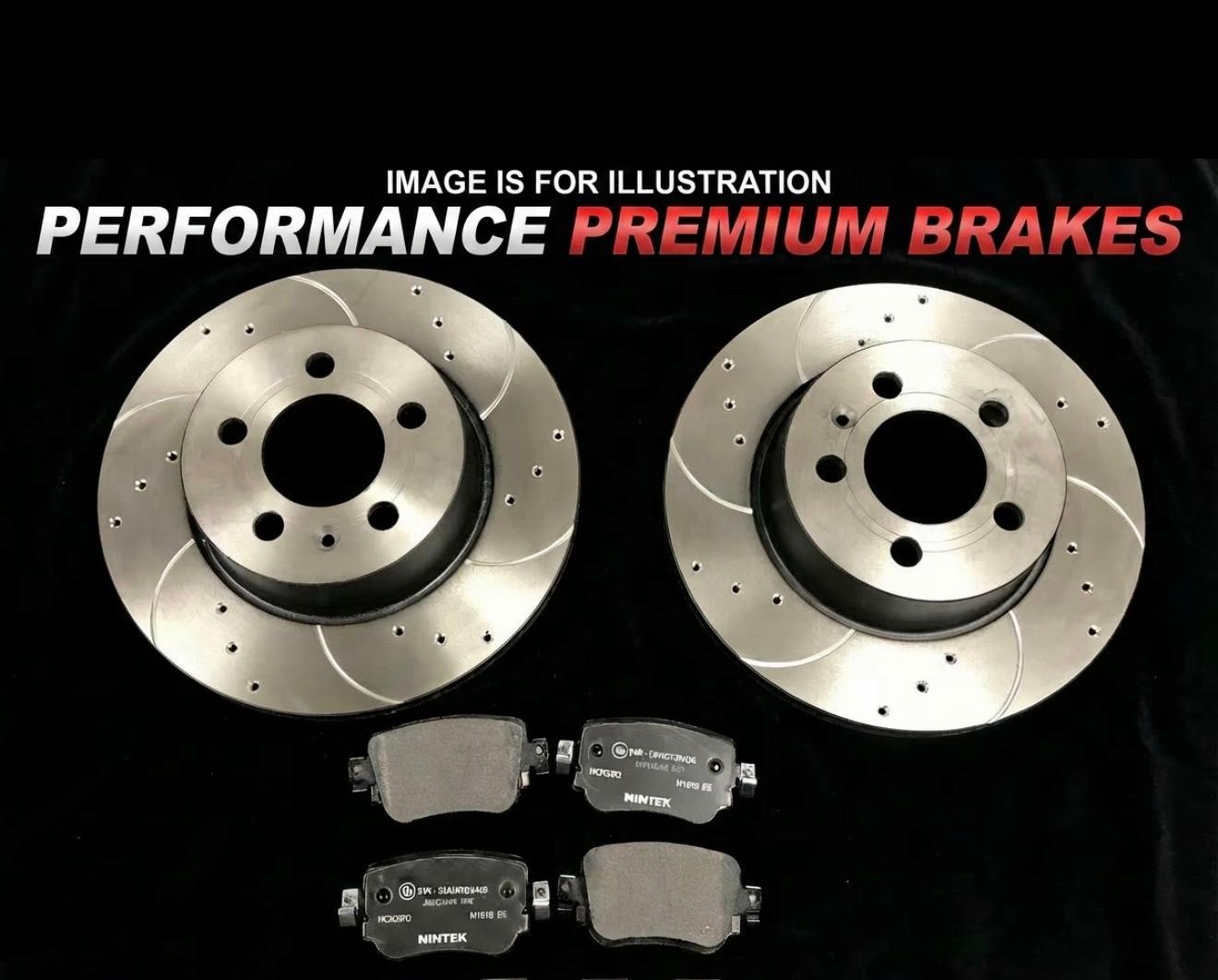 FOR FORD FOCUS ST 2.3 MK4 REAR DRILLED GROOVED BRAKE DISCS & PADS