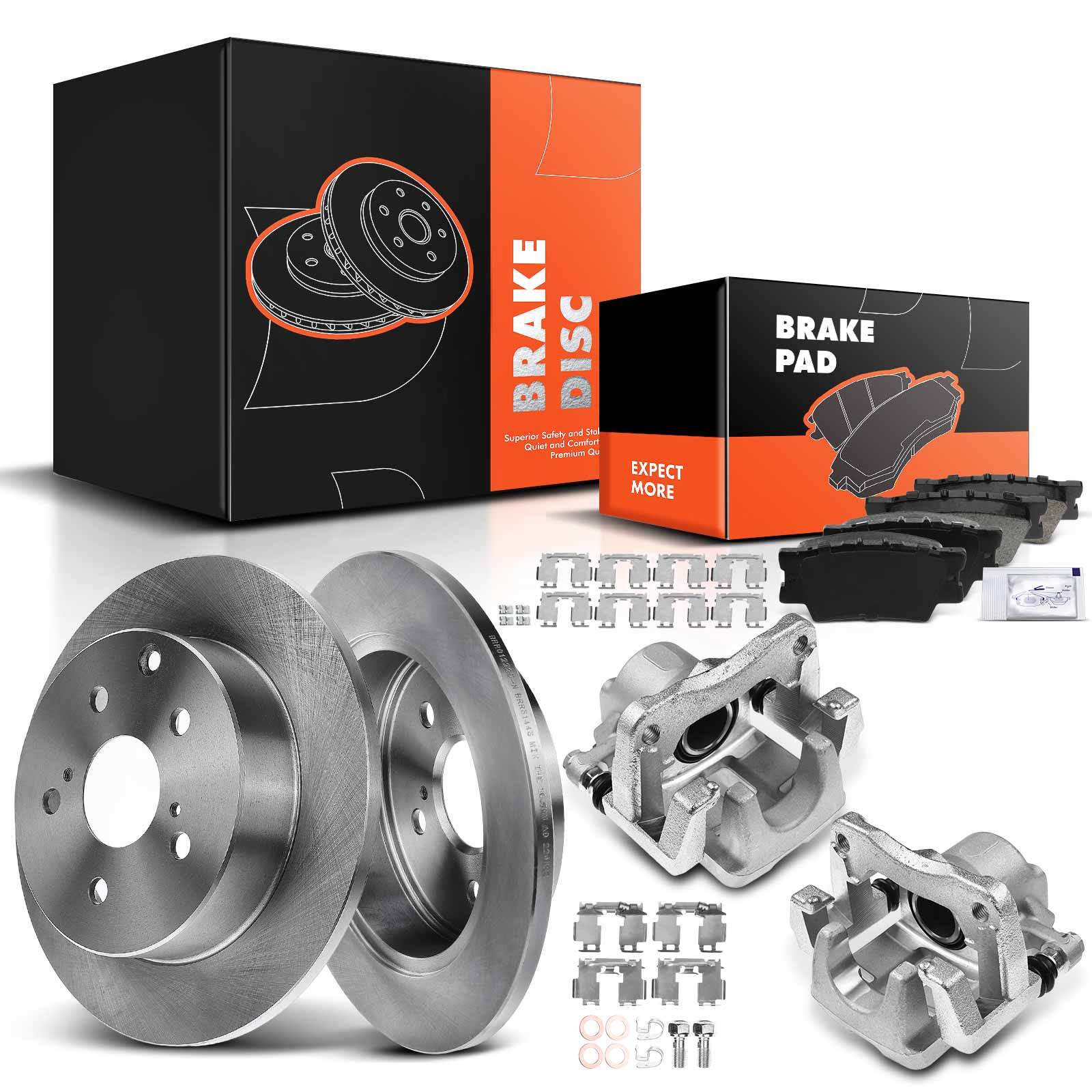 Rear Disc Brake Rotor & Ceramic Pads + Brake Calipers for Toyota RAV4 2006-2012