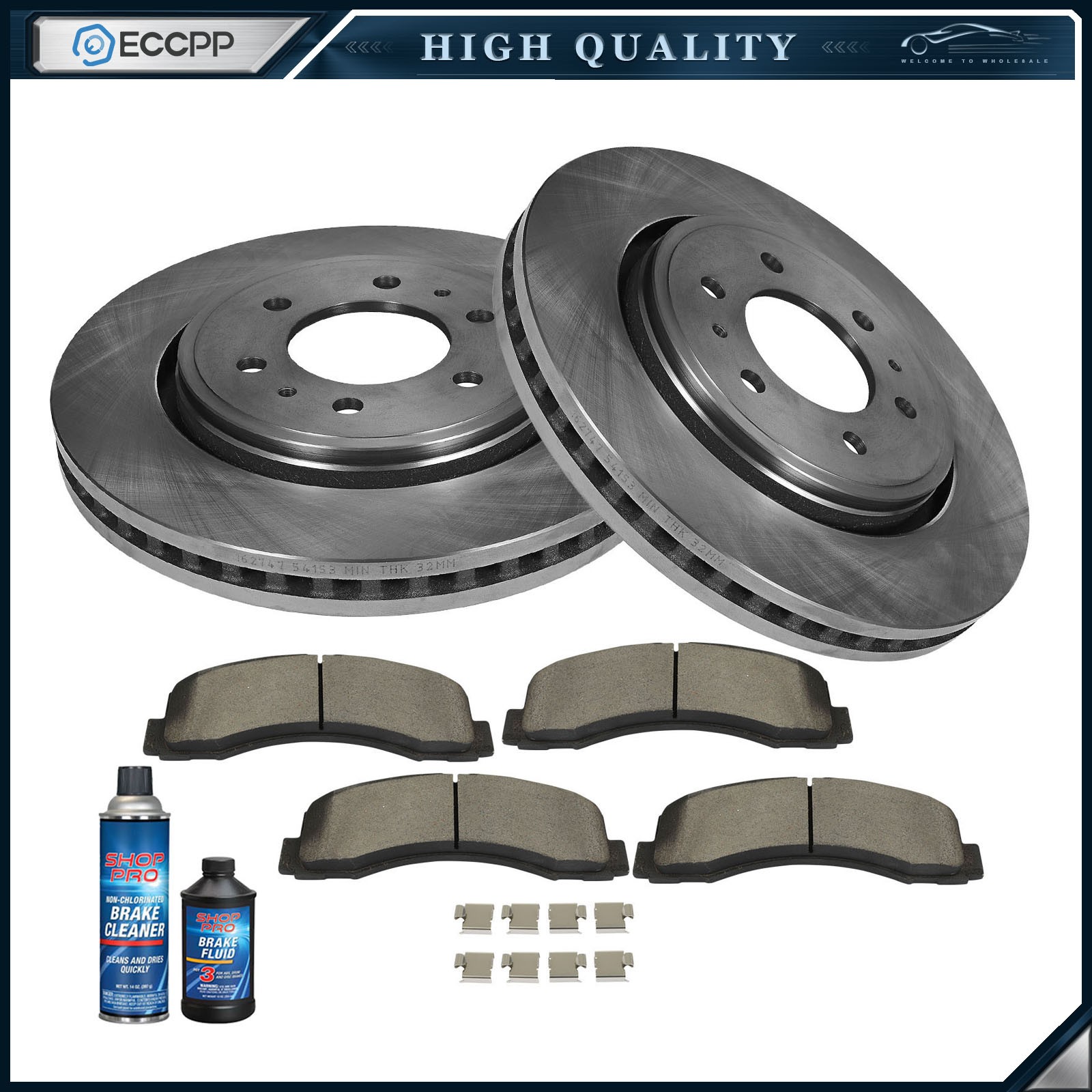 Front Disc Brake Rotor Ceramic Pads Kit For Ford F-150 Expedition Lincoln