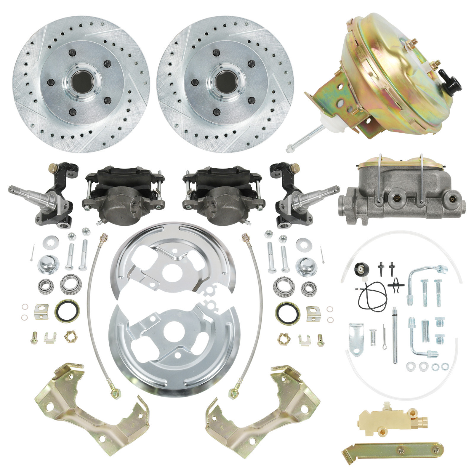 Body Disc Brake Conversion Kit Booster Drilled Rotors 9″ For 1964-1972 GM A F X