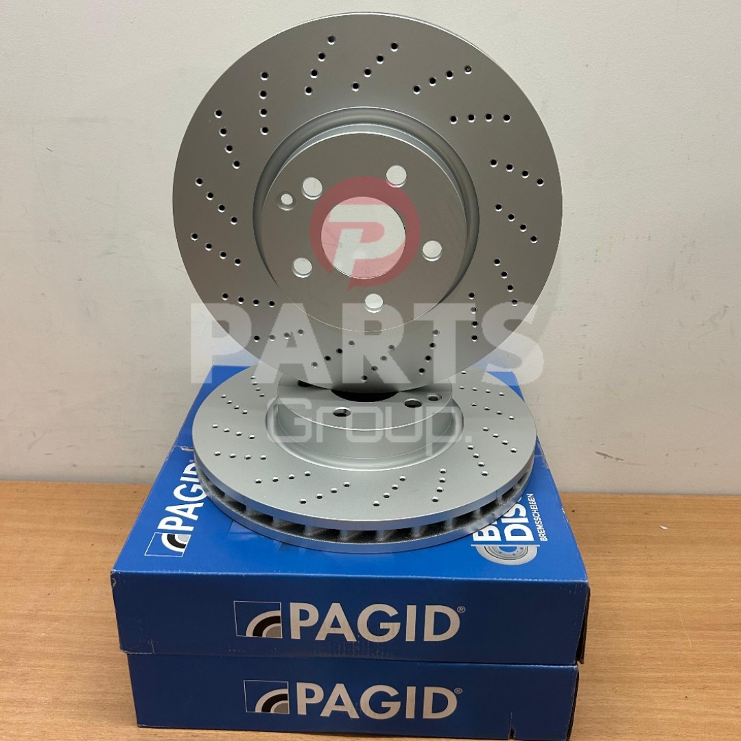 FOR MERCEDES C200 KOMPRESSOR 2007-2014 S204 PAGID FRONT DRILLED DISCS SET NEW