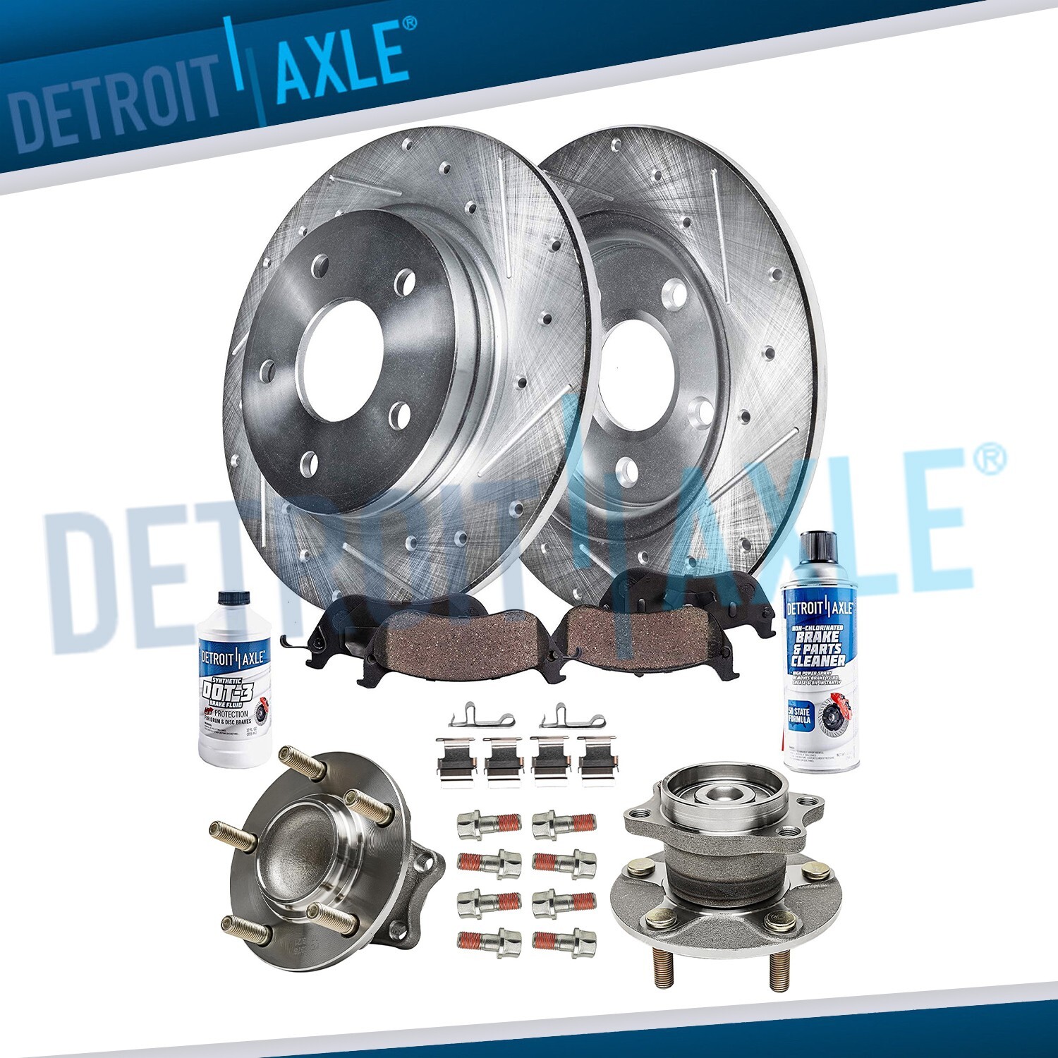 Rear Drilled Disc Rotors Brake Pads Wheel Bearing Hub for 2008-2009 Lancer ES