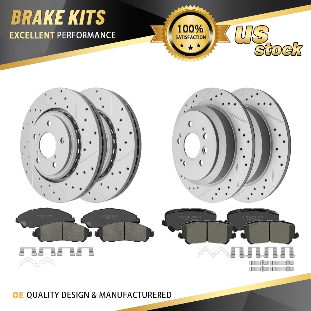 Front & Rear Brake Rotors + Ceramic Pads for 2017-2025 Honda Pilot Ridgeline