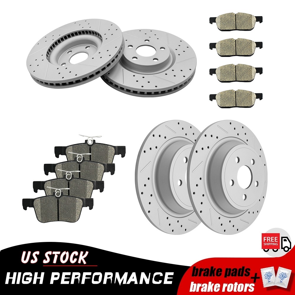 316mm Front Solid Rear Disc Brake Rotors + Ceramic Pads for 2015- 2021 Ford Edge