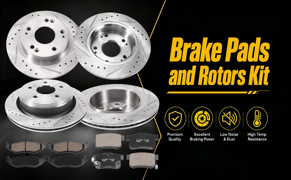 Front Rear Drilled Rotors Brakes Pads for Dodge Ram 1500 Aspen Durango