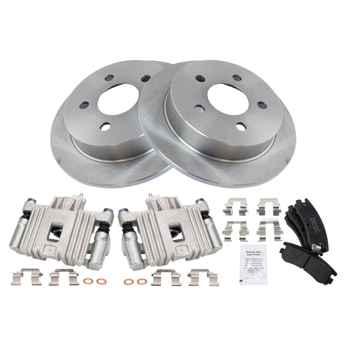 TRQ Rear Brake Calipers Ceramic Pads & Rotors Fits 99-04 Alero 99-05 Grand Am