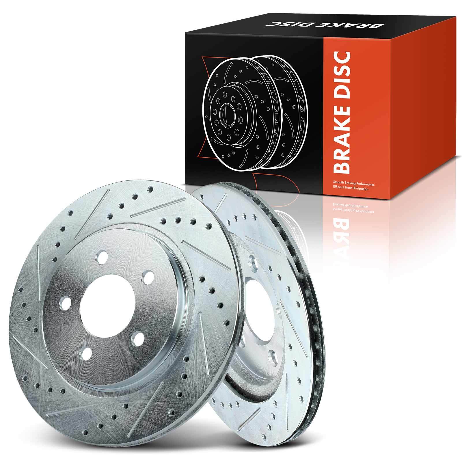 Rear Side Drilled & Slotted Brake Rotors for Ford Mustang 2005 2006 2007-2014