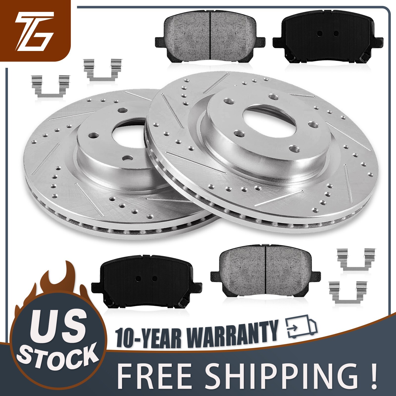 Front Drilled Brake Rotors Pads for 2003 – 08 Pontiac Vibe Toyota Corolla Matrix