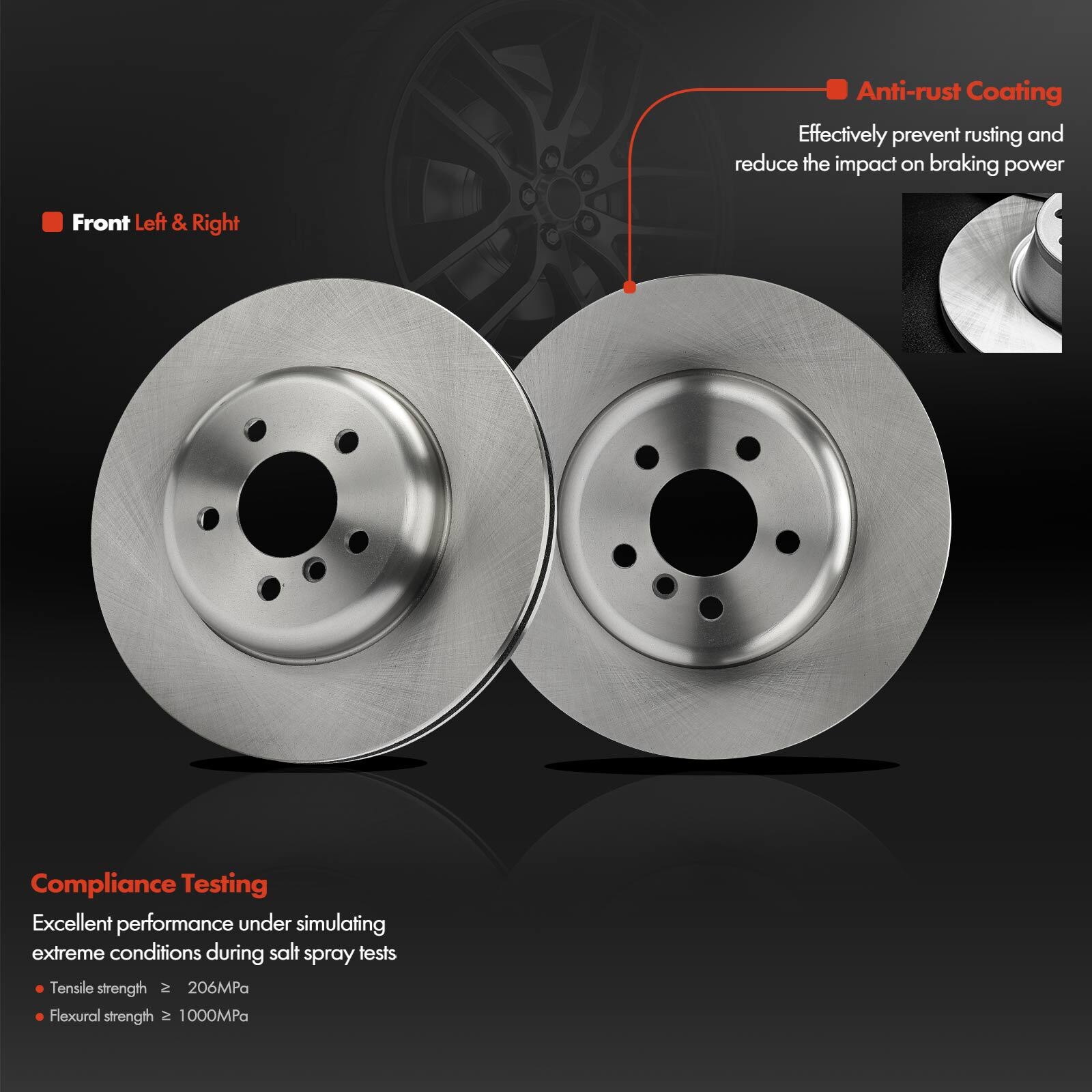6Pcs Front Disc Rotors & Ceramic Brake Pad for BMW F10 535d 535d xDrive 640i F12