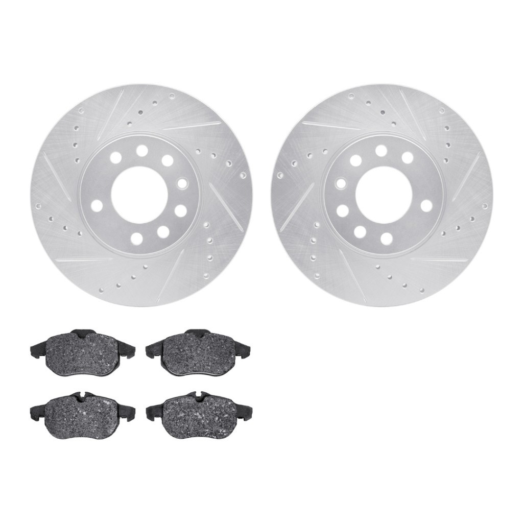 For Saab 9-3 2006-2011 Rotor Set | Drilled And Slotted Rotor Style | Silver