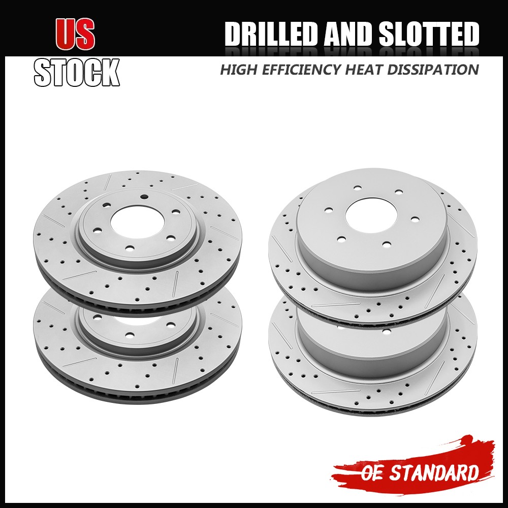Front Rear Drilled Disc Brake Rotors Set for 2017 – 2023 Nissan Titan