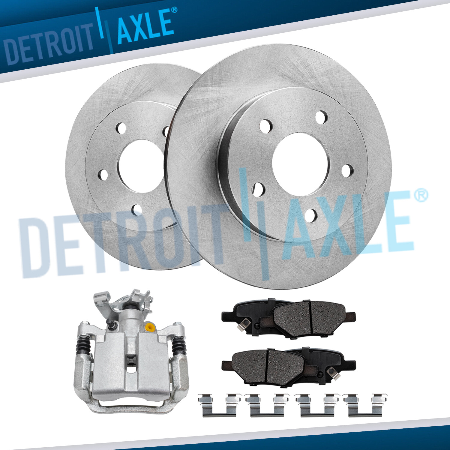 Rear Disc Rotors + Left Brake Caliper & Brake Pads for Malibu HHR G5 G6 Aura Ion