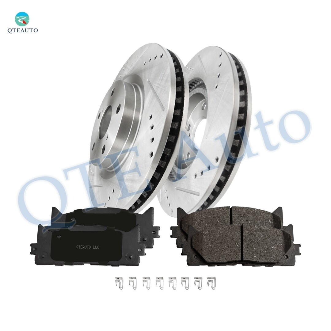 6 Front Drill Disc Brake Rotors-Ceramic Brake Pad To 2007-2018 Lexus ES350 Base
