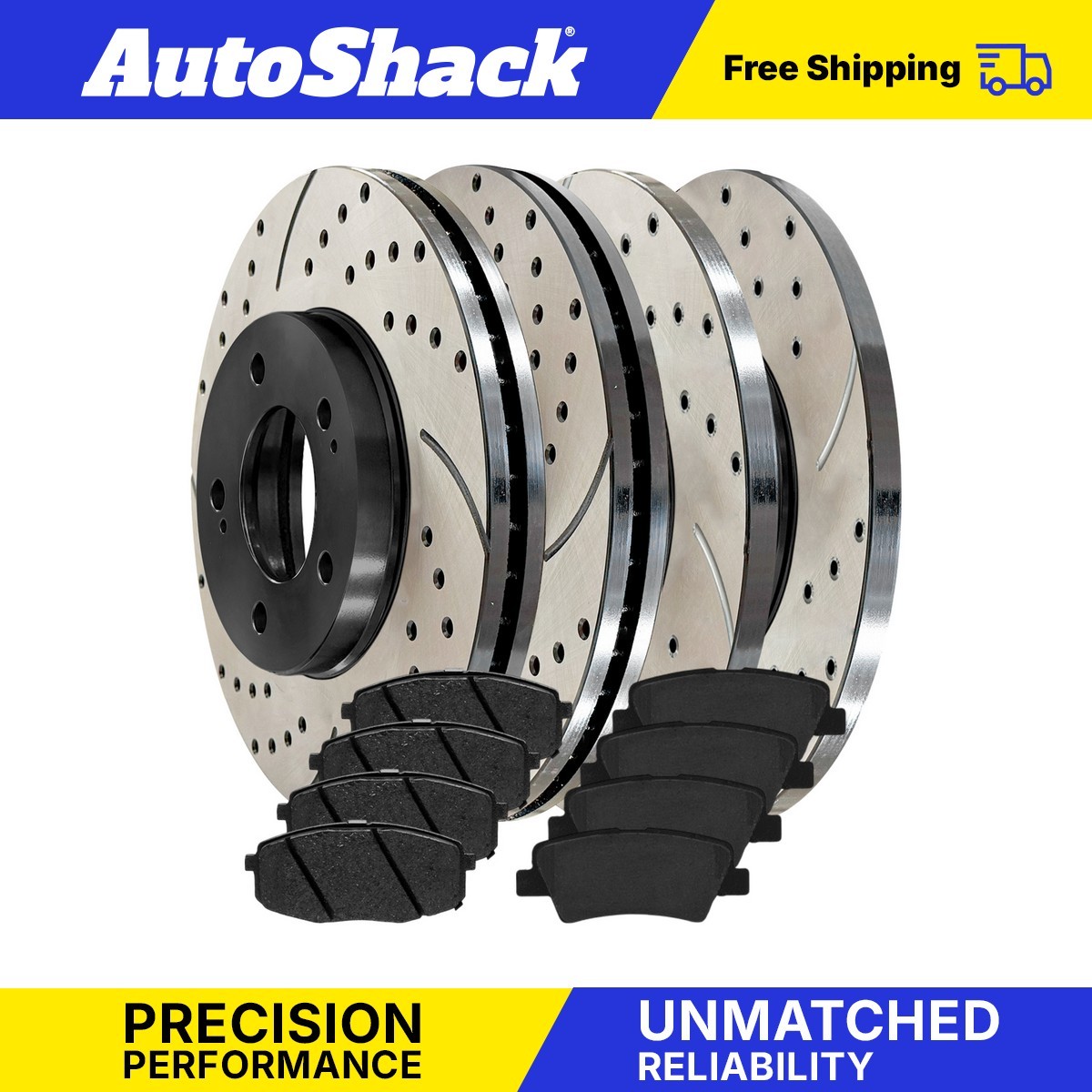 Front Rear Drilled Slotted Brake Rotors Ceramic Pads for Kia Soul 1.6L