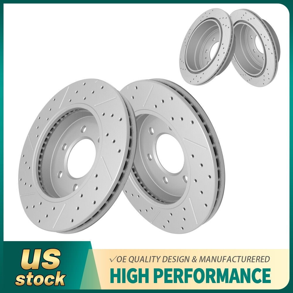 Front &Rear Drilled dISC Brake Rotors for Ford F-150 Mark LT 2004-2008 4WD 6 Lug