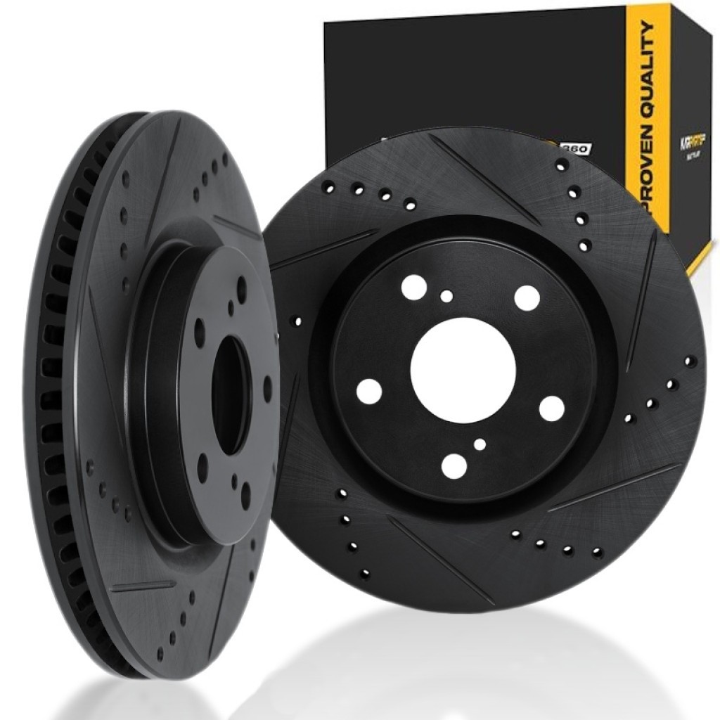 For Chevy Camaro 2021 2022 2023 2024 Rotor Set | Black | Drilled And Slotted