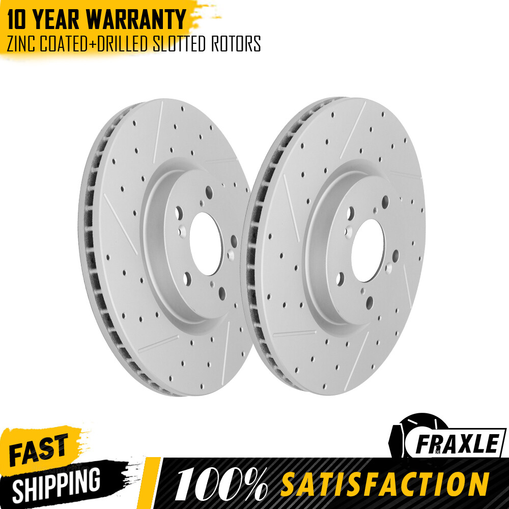 2pcs Front Drilled Disc Brake Rotors For 2009-2015 Honda Pilot Acura MDX ZDX RLX
