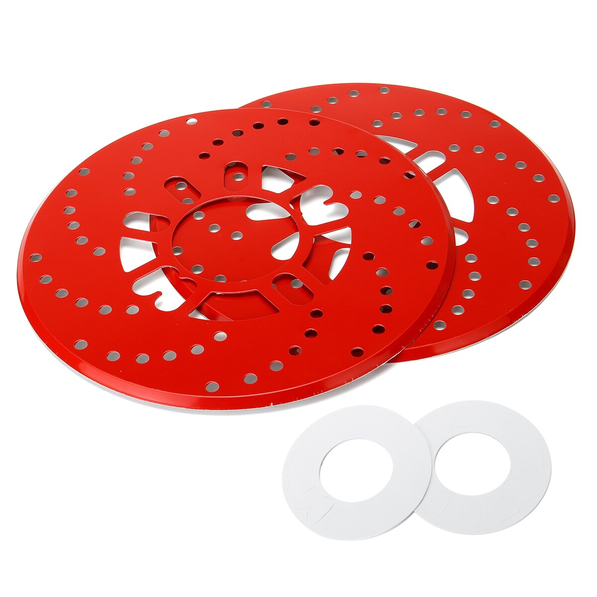 2X Red Aluminium Disc Brake Cover Car SUV Wheel Decorative Rotor Cross Drilled