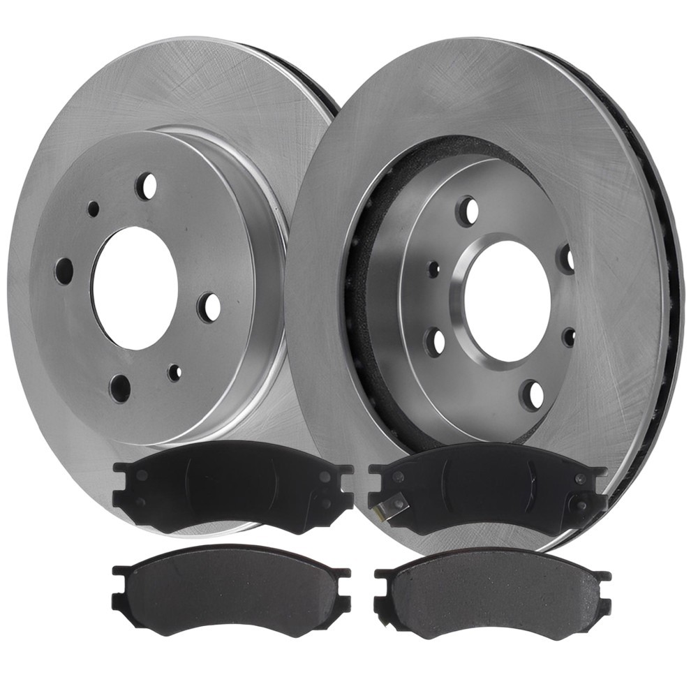 Front Right & Front Left Disc Brake Rotors With Pads For Saturn SC2 02-93