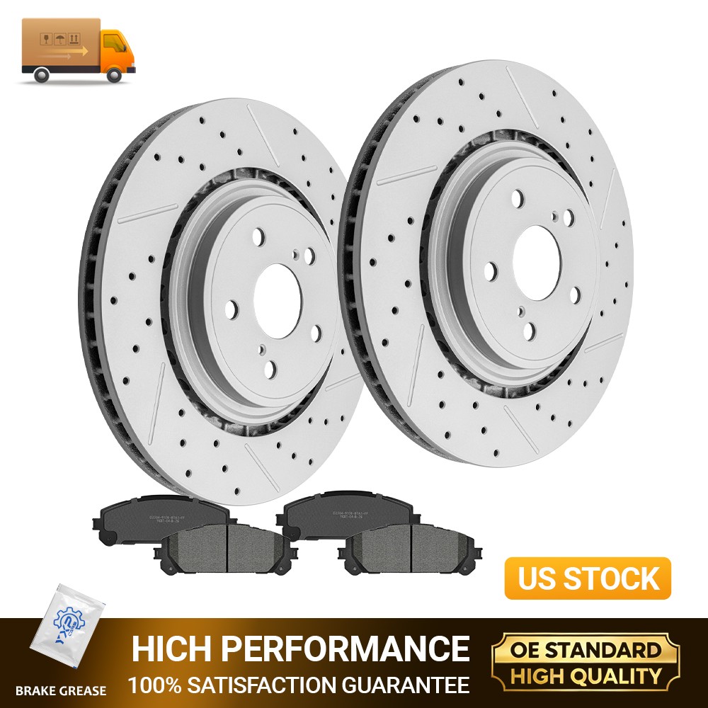 340mm Front Rotors Ceramic Brake Pads Kit for 2020-2024 Toyota Highlander RX350